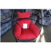 Image 2 : BRAND NEW OUTDOOR MODERN FOLDABLE HANGING CHAIR W/ RED CUSHIONS - RETAIL $949 AND RATED FOR 300LBS