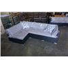 Image 1 : BRAND NEW RATTAN PATIO L SHAPE SECTIONAL 89"x57" W/ ALUMINUM FRAME, LIGHT GREY CUSHIONS, AND 2 THROW