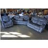 Image 1 : BRAND NEW MODERN VELVET 3 PIECE SOFA SET W/ DROP DOWN CONSOLE AND ROCKING RECLINER - RETAIL $2499