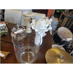 LOT OF DECORATIVE HOUSE STAGING ITEMS, VASES