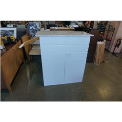 6 DRAWER WHITE STONE TOP DRESSER