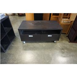 ESPRESSO ROLLING 2 DRAWER TV STAND