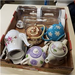 TRAY OF GLASS JARS AND COUPONS.