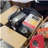Image 2 : 2 BOXES OF KITCHEN APPLIANCES AND ITEMS, SANDWICH PRESS, KETTLE, AND COFFEE GRINDER
