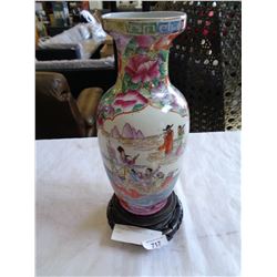 EASTERN HAND PAINTED VASE ON STAND