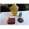 Image 1 : ASSORTED EASTERN PIECES AND GLASS BUDDHA HEAD - MADE IN SPAIN