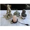 Image 1 : 2 SOAP STONE FIGURES, STON BOOK END, AND SALT ROCK