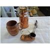 Image 1 : HAND-HAMMERED COPPER JUG, COPPER BOOT, AND CORONA MOTORCYCLE