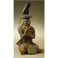 Maya Seated Figure with Deer Headdress 