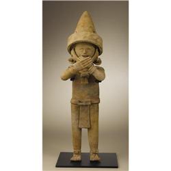 Veracruz Ceramic Standing Male Figure in Conical 