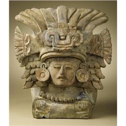 Zapotec Ceramic Urn with Seated Personage 