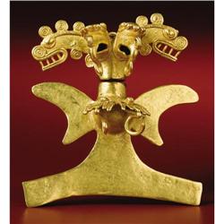 Costa Rica Gold Pendant 2-headed Bird 