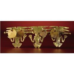 Sinú.Gold Bar Pectoral with 3 Shamanic Figures 