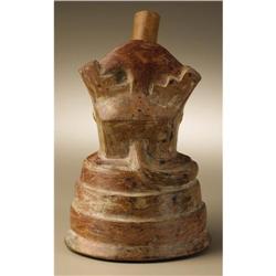 Moche Stirrup Spout Vessel with Circular Pyramid 