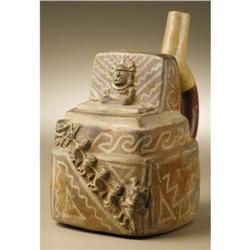 Moche Stirrup Spout Vessel with Sacrificial Scen 