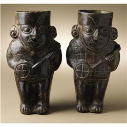 Moche Pair of Figural Effigy Ceramic Jars 