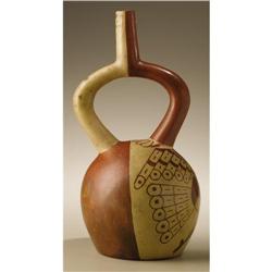 Moche Stirrup Spout Vessel with Eagle Warrior 
