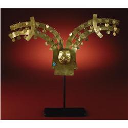 Moche Headdress Gold Ornament with Feline Head 