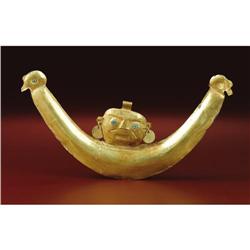Moche Ceremonial Gold Tweezers with Human Head 