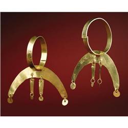 Moche Gold Pair of Ear Ornaments 
