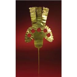 Huari Gold Plumed Headdress Ornament 