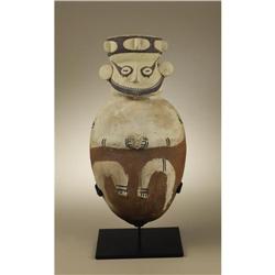 Chancay Vessel with Figure Holding Cup 