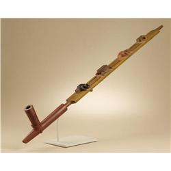 Sioux Pipe Bowl and Effigy Carved Stem 