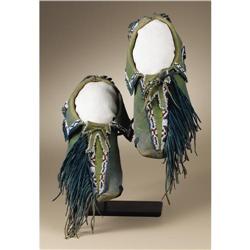 Kiowa Painted and Fringed Moccasins 