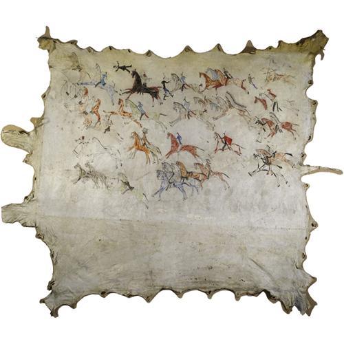 Sioux Central Plains Painted Buffalo Hide Robe