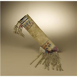 Eastern Sioux Quilled and Fringed Buffalo Knife 