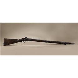 Civil war Indian musket with Carved and Tacked S 