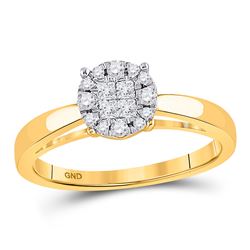 1/4 CTW Princess Round Diamond Bridal Wedding Engagement Ring 14kt Yellow Gold - REF-35W9F