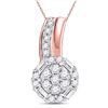 Image 1 : 1/6 CTW Round Diamond Flower Cluster Pendant 14kt Rose Gold - REF-9X6T