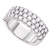 Image 1 : 2 CTW Round Pave-set Diamond Triple Row Wedding Ring 14kt White Gold - REF-167R9H