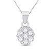 Image 1 : 1 CTW Round Diamond Flower Cluster Pendant 14kt White Gold - REF-83F9M