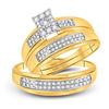Image 1 : 3/8 CTW His & Hers Round Diamond Cluster Matching Bridal Wedding Ring 10kt Yellow Gold - REF-34K8R