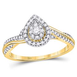 1/4 CTW Round Diamond Teardrop Cluster Bridal Wedding Engagement Ring 14kt Yellow Gold - REF-33W6F