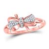 Image 1 : 1/10 CTW Round Diamond Ribbon Bow Knot Ring 10kt Rose Gold - REF-15N5Y