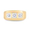 Image 2 : 1/10 CTW Mens Round Diamond 3-stone Ring 10kt Yellow Gold - REF-20A3N