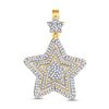 Image 1 : 3/4 CTW Mens Round Diamond Concentric Star Charm Pendant 10kt Yellow Gold - REF-45Y6X