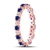 Image 3 : 1 CTW Round Blue Sapphire Diamond Eternity Ring 10kt Rose Gold - REF-27X3T