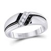 Image 1 : 1/5 CTW Mens Round Black Color Enhanced Diamond Ring 10kt White Gold - REF-24X3T
