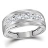 Image 1 : 3/4 CTW Mens Round Diamond Wedding Channel-Set Ring 10kt White Gold - REF-60A3N