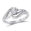 Image 1 : 1/5 CTW Round Diamond Solitaire Swirl Bridal Wedding Engagement Ring 10kt White Gold - REF-24M3A