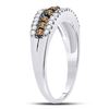 Image 3 : 1/2 CTW Round Brown Diamond Triple Row Ring 10kt White Gold - REF-20Y3X