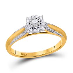1/10 CTW Round Diamond Solitaire Bridal Wedding Engagement Ring 10kt Yellow Gold - REF-11X9T