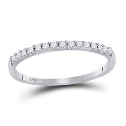 1/6 CTW Round Diamond Wedding Single Row Ring 14kt White Gold - REF-14A4N
