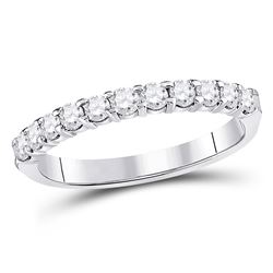 1/2 CTW Round Diamond Single Row Machine-set Wedding Ring 14kt White Gold - REF-39T3K