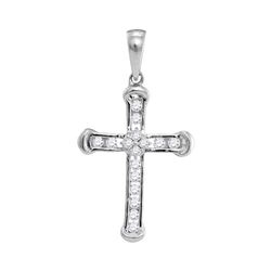 1/5 CTW Round Diamond Cross Pendant 10kt White Gold - REF-10A8N