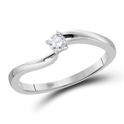 1/10 CTW Round Diamond Solitaire Promise Bridal Ring 10kt White Gold - REF-14X4T